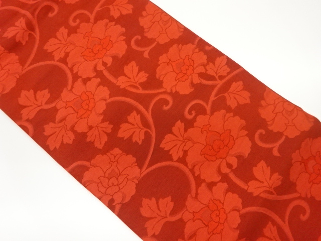 牡丹唐草模様織出し名古屋帯